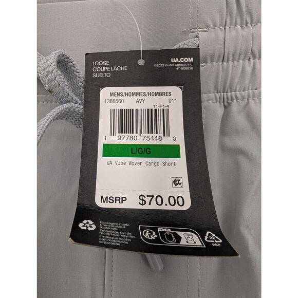 NWT Under Armour Men's UA Vibe Woven Cargo Shorts in Mod Grey size Large - Picture 3 of 5